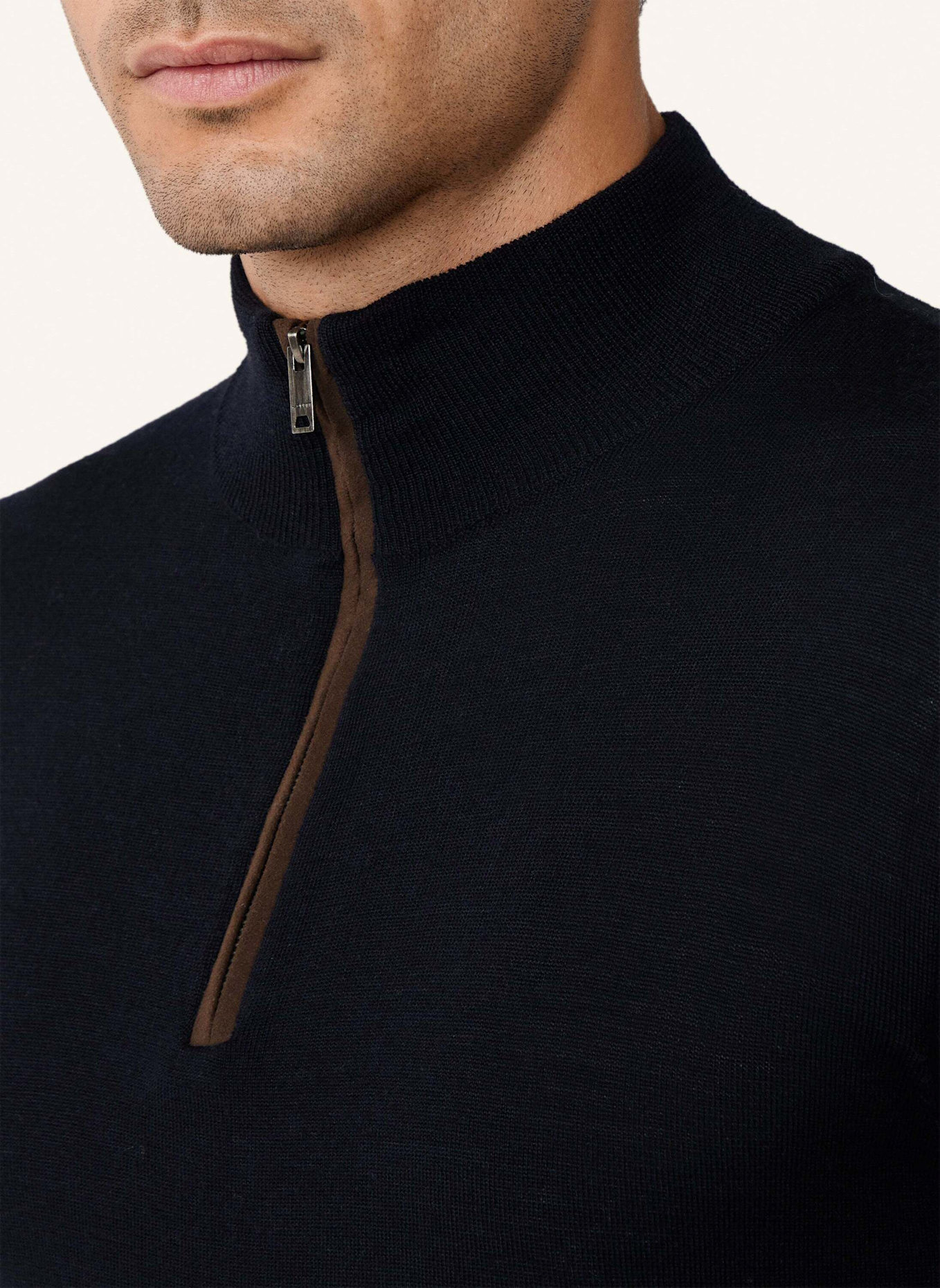 HACKETT LONDON Pullover MERINO SILK HZIP: BLAU