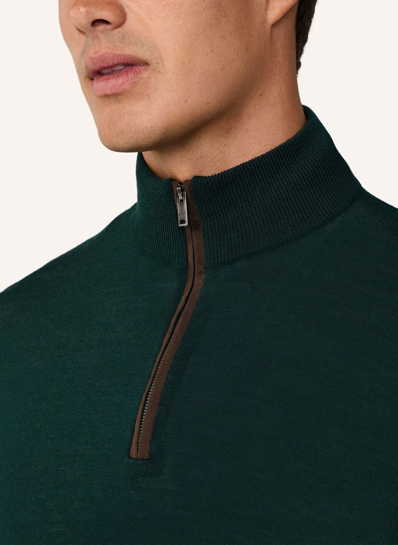 HACKETT LONDON Pullover MERINO SILK HZIP: DUNKELGRÜN