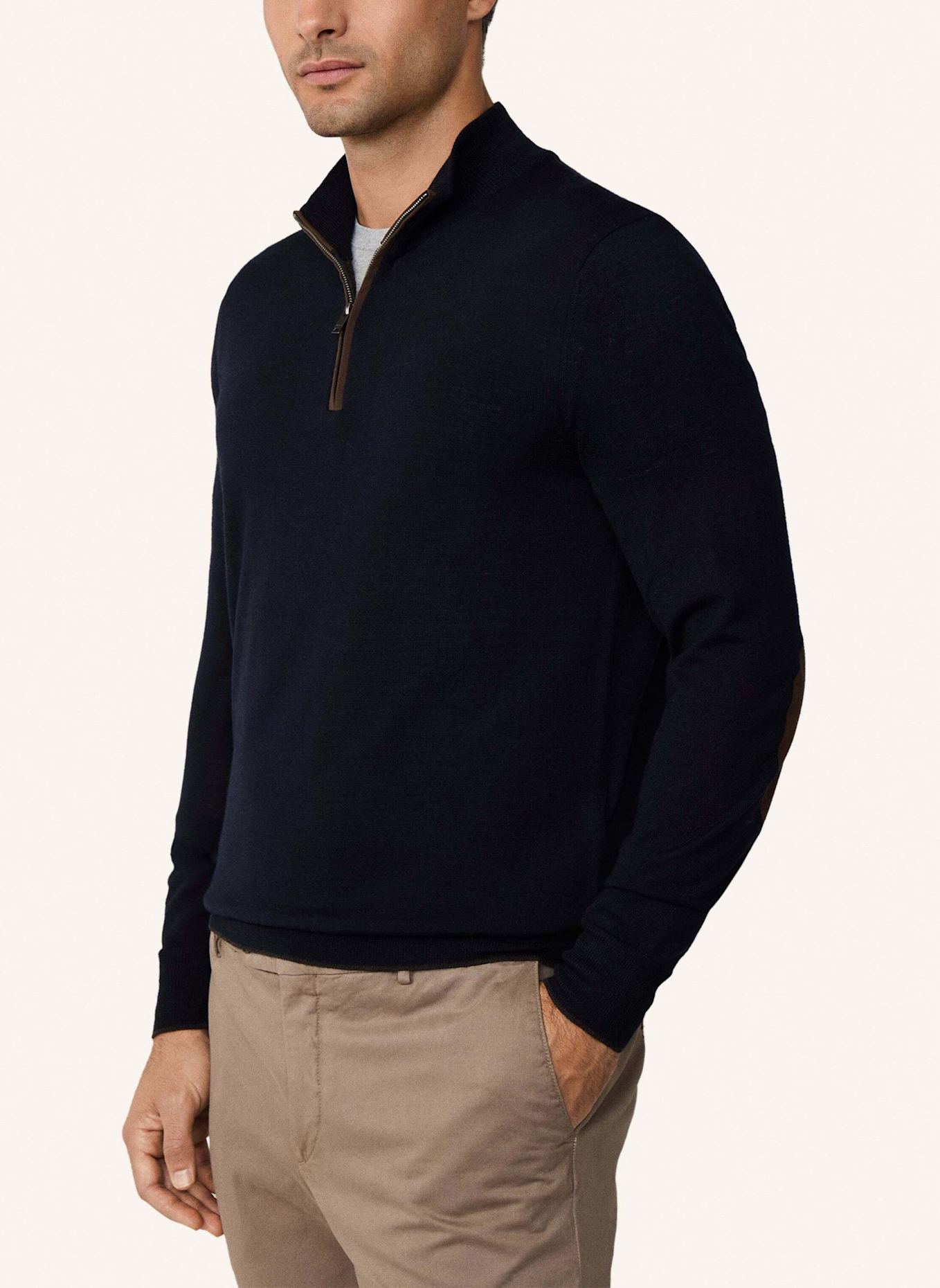 HACKETT LONDON Pullover MERINO SILK HZIP: BLAU