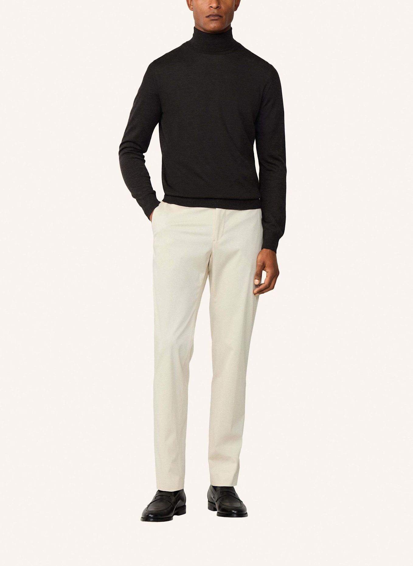 HACKETT LONDON Pullover MERINO SILK ROLL NECK: DUNKELBRAUN