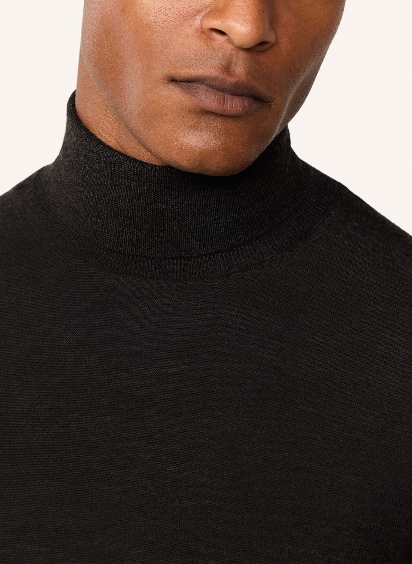 HACKETT LONDON Pullover MERINO SILK ROLL NECK: DUNKELBRAUN
