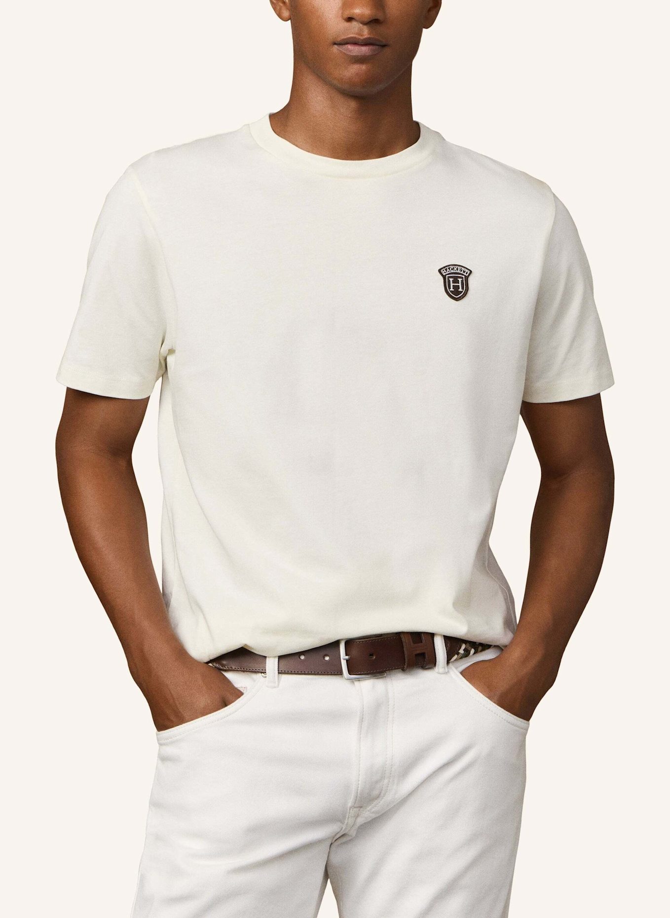 HACKETT LONDON T-Shirt HERITAGE BADGE TEE: CREME