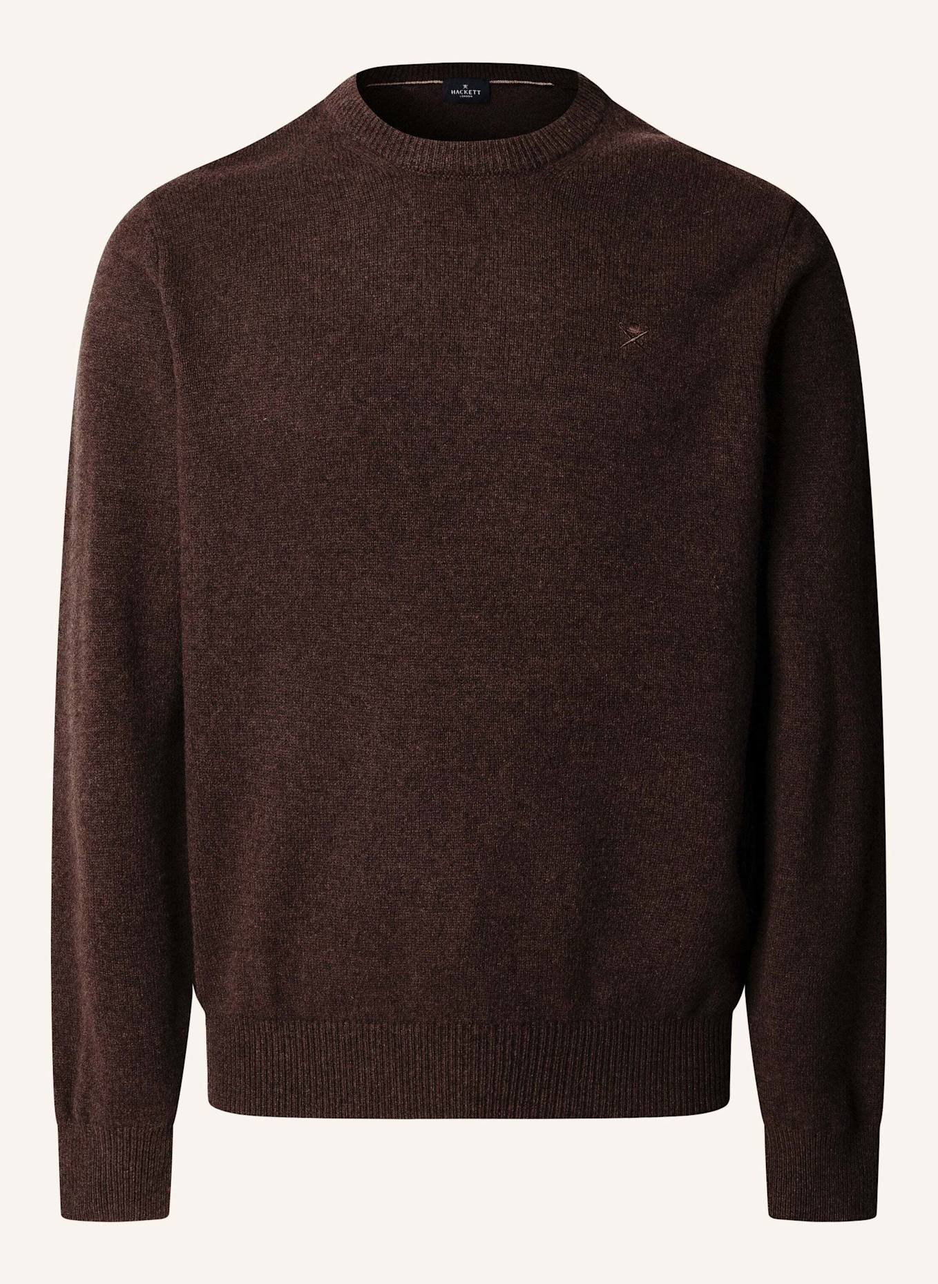 HACKETT LONDON Pullover LAMBSWOOL CREW: DUNKELBRAUN