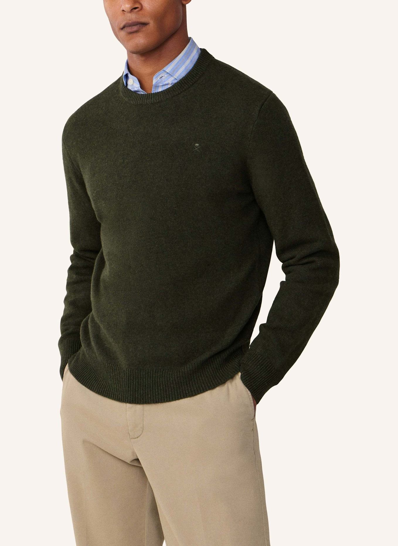HACKETT LONDON Pullover LAMBSWOOL CREW: GRÜN