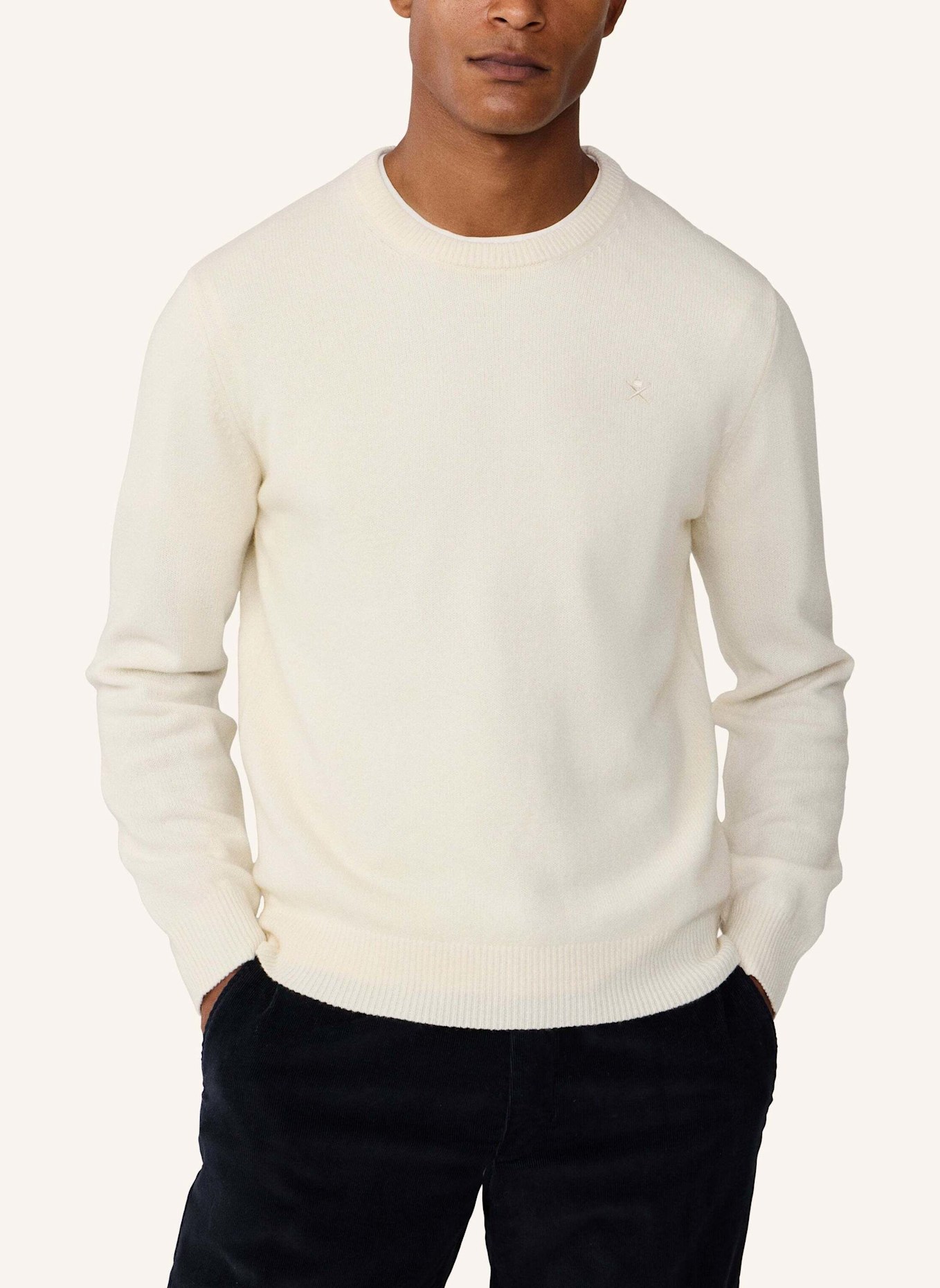 HACKETT LONDON Pullover LAMBSWOOL CREW: CREME