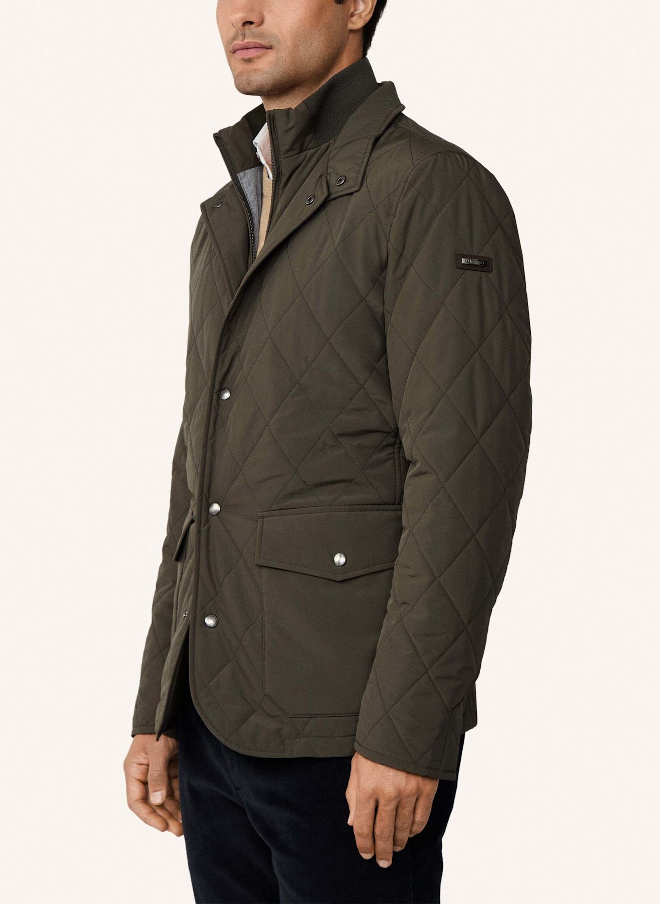 HACKETT LONDON Steppjacke mit Blende: DUNKELGRÜN