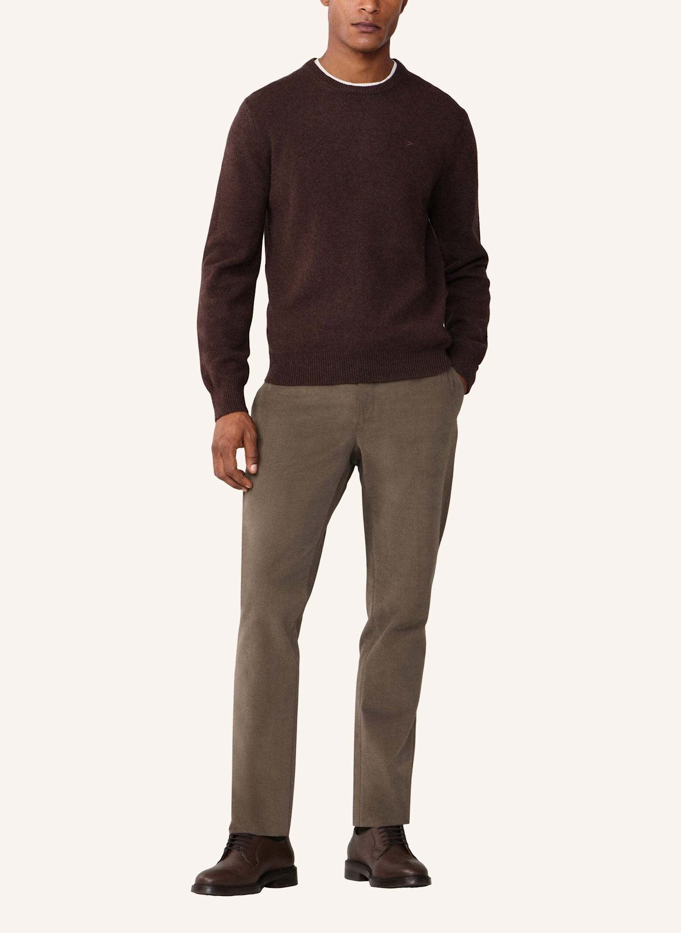 HACKETT LONDON Pullover LAMBSWOOL CREW: DUNKELBRAUN