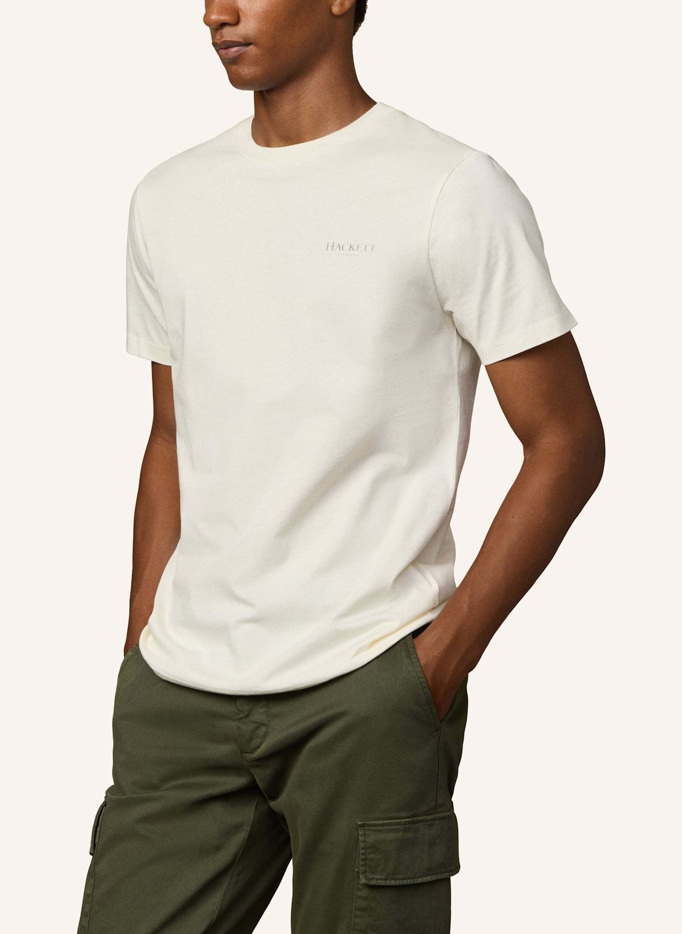 HACKETT LONDON T-Shirt HERITAGE ESS SMALL LGO: CREME