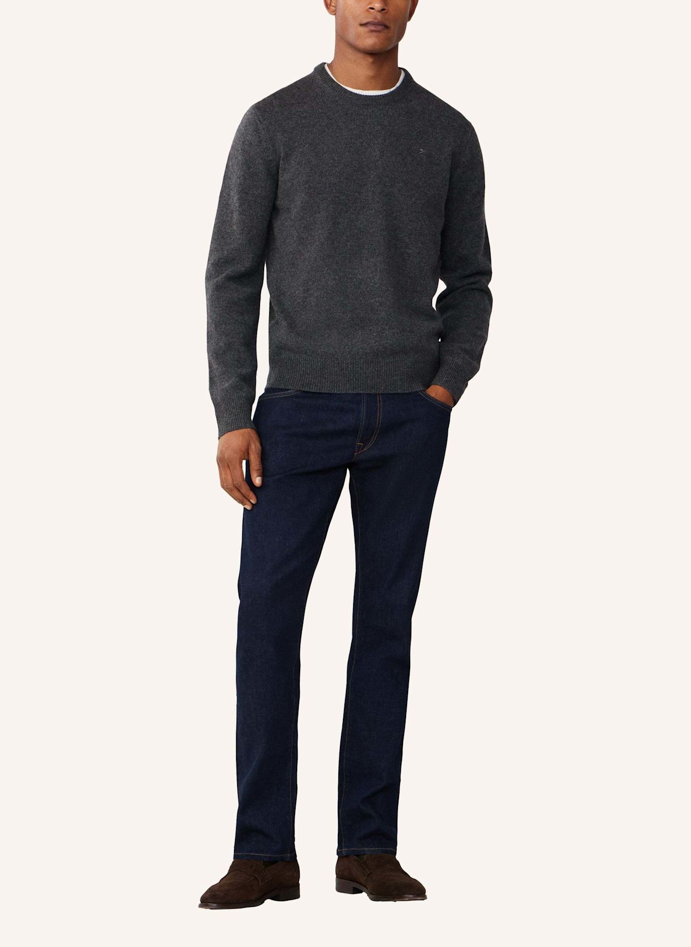 HACKETT LONDON Pullover LAMBSWOOL CREW: DUNKELGRAU