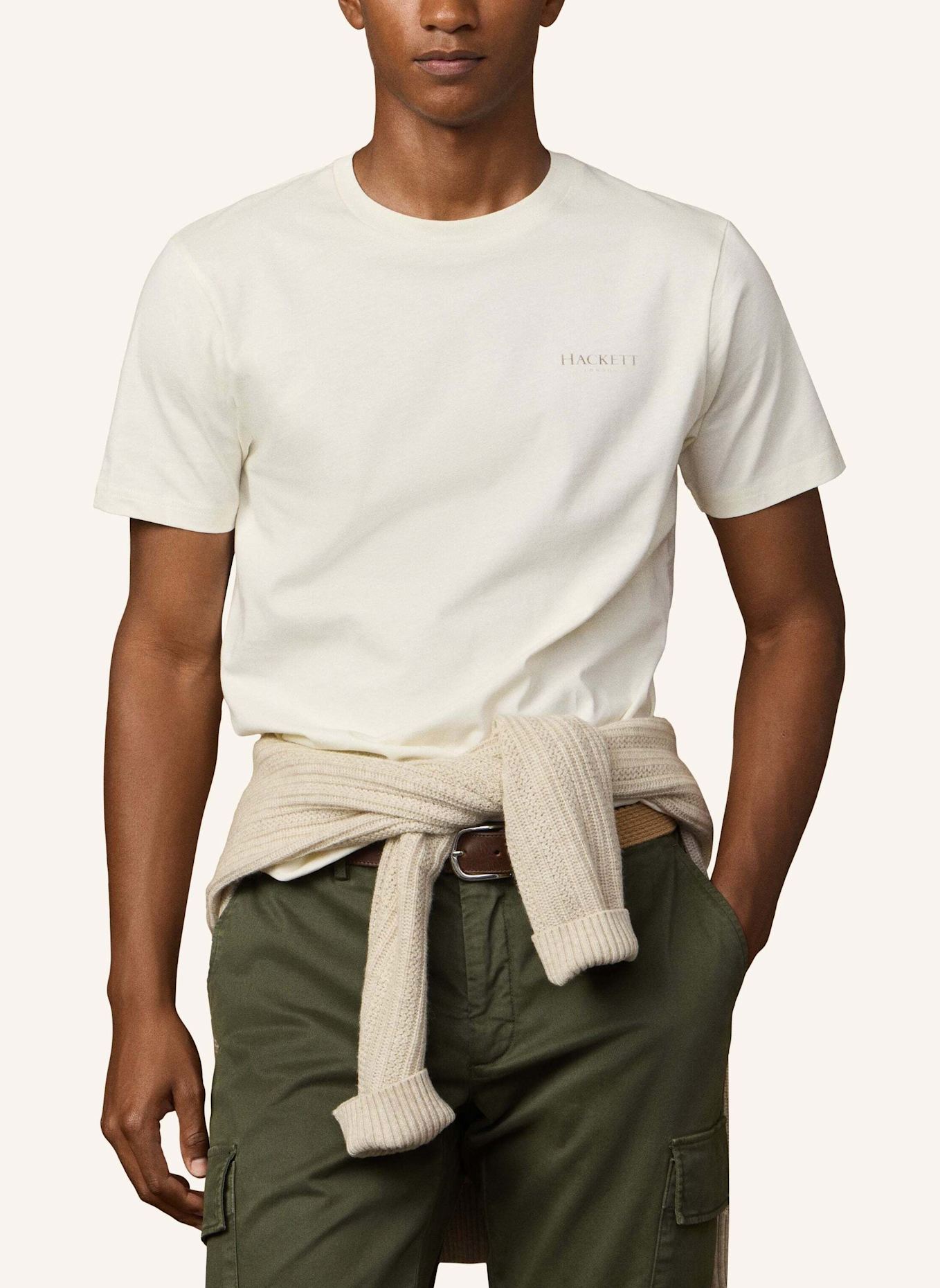 HACKETT LONDON T-Shirt HERITAGE ESS SMALL LGO: CREME