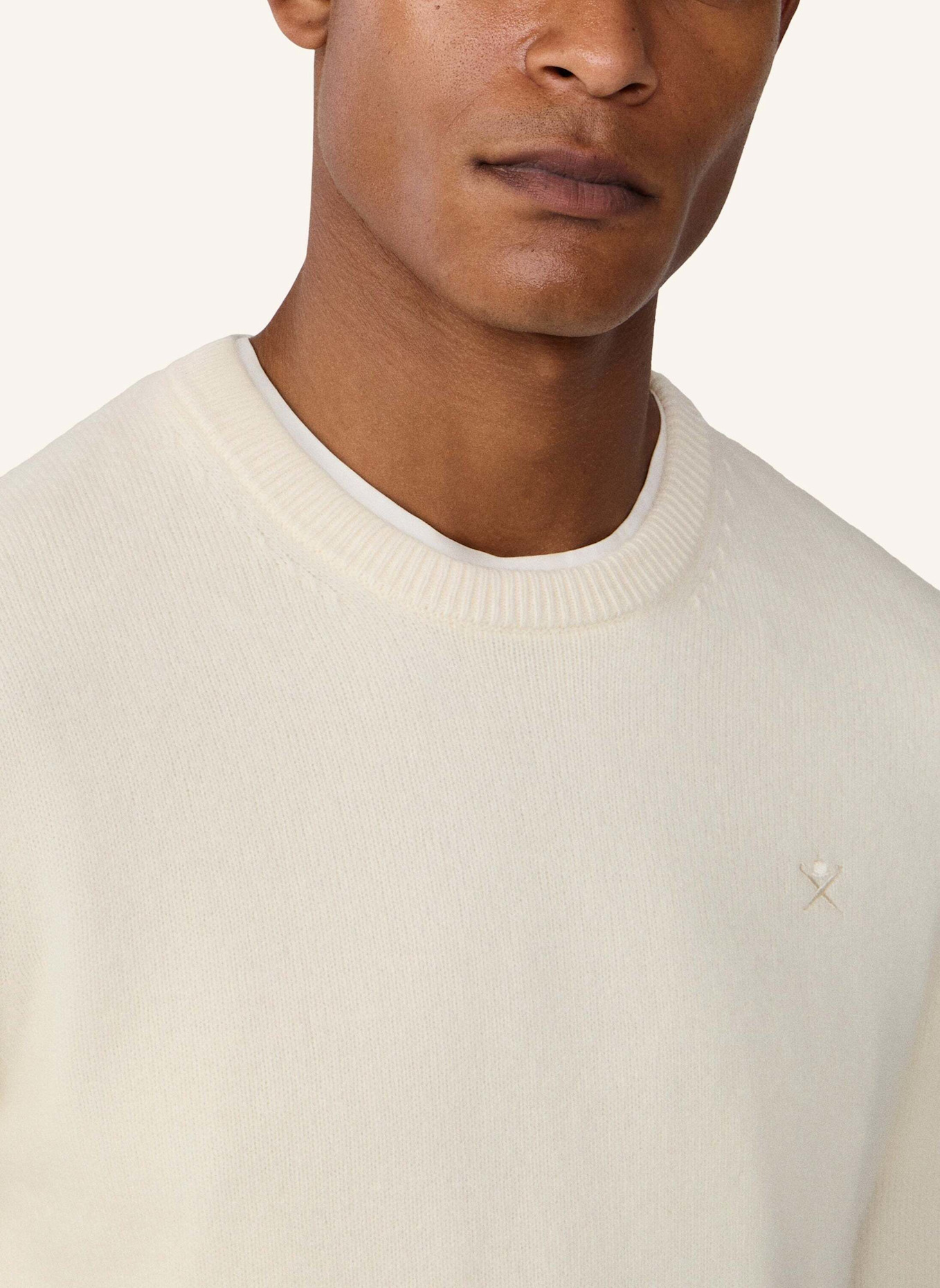 HACKETT LONDON Pullover LAMBSWOOL CREW: CREME