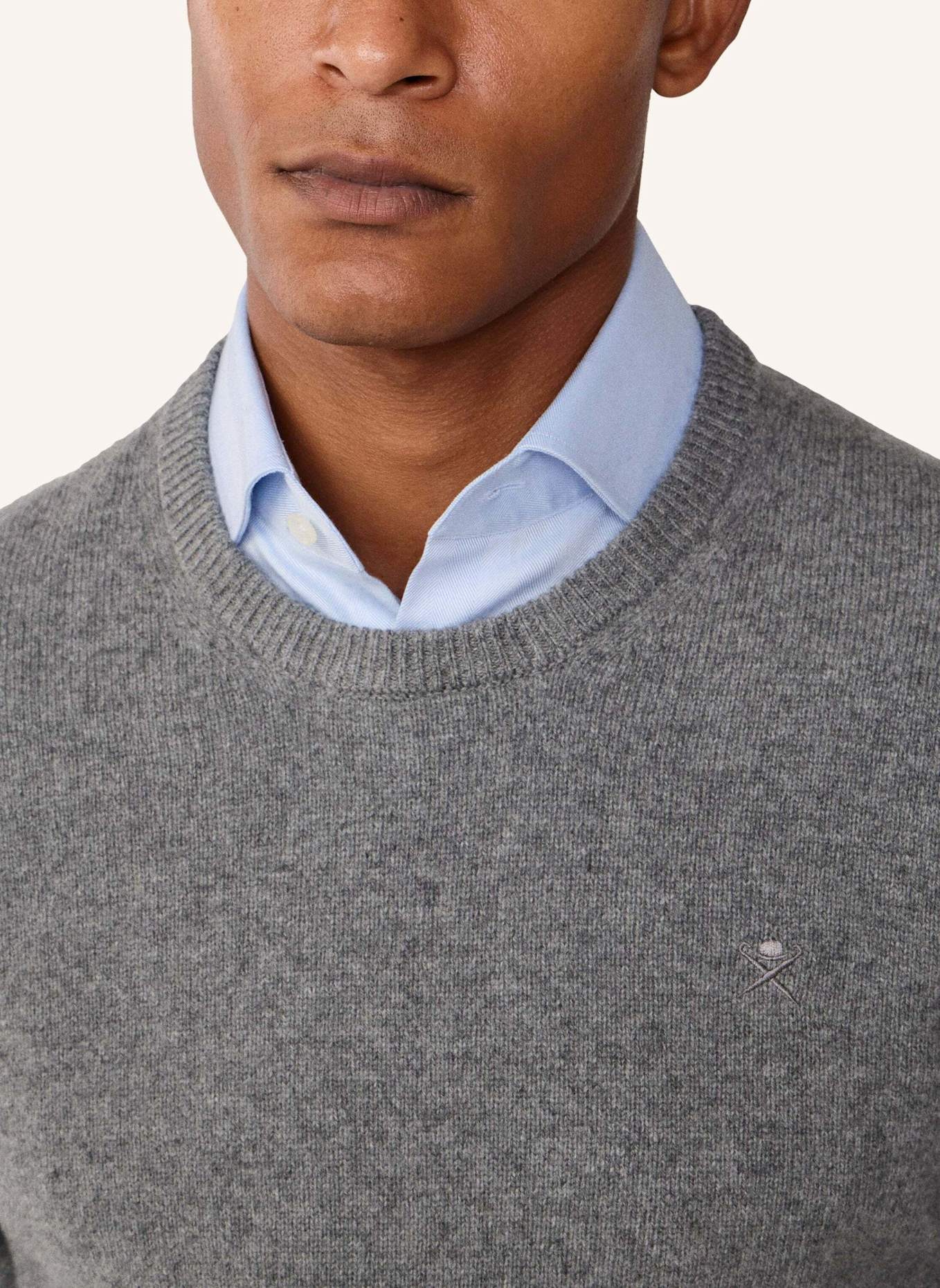 HACKETT LONDON Pullover LAMBSWOOL CREW: GRAU