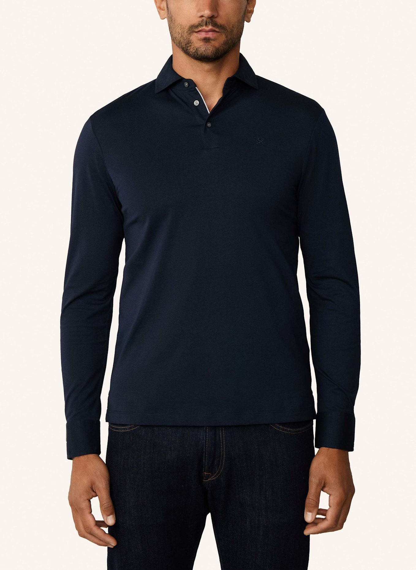 HACKETT LONDON Poloshirt PIMA COTTON POLO LS: DUNKELBLAU
