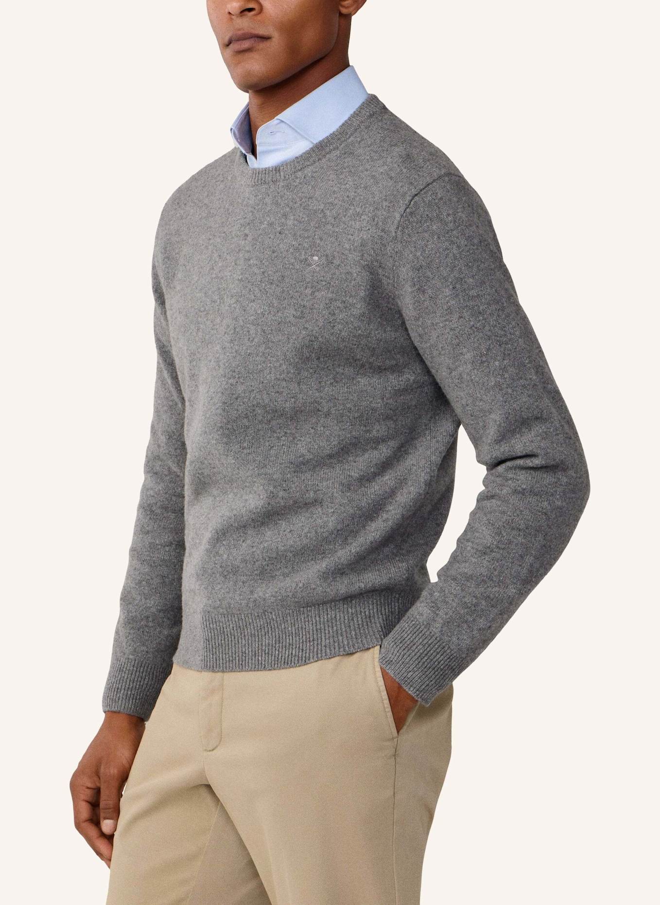 HACKETT LONDON Pullover LAMBSWOOL CREW: GRAU