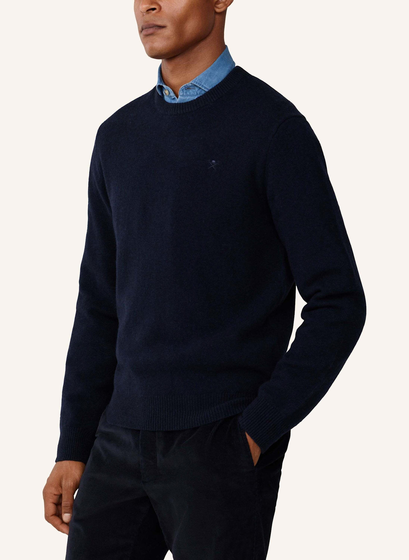 HACKETT LONDON Pullover LAMBSWOOL CREW: BLAU