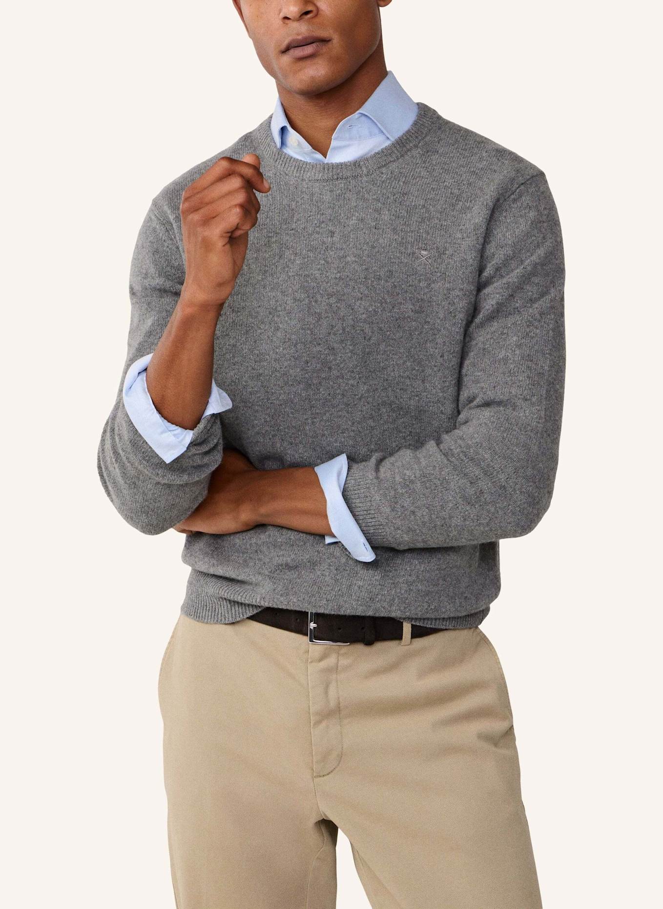 HACKETT LONDON Pullover LAMBSWOOL CREW: GRAU