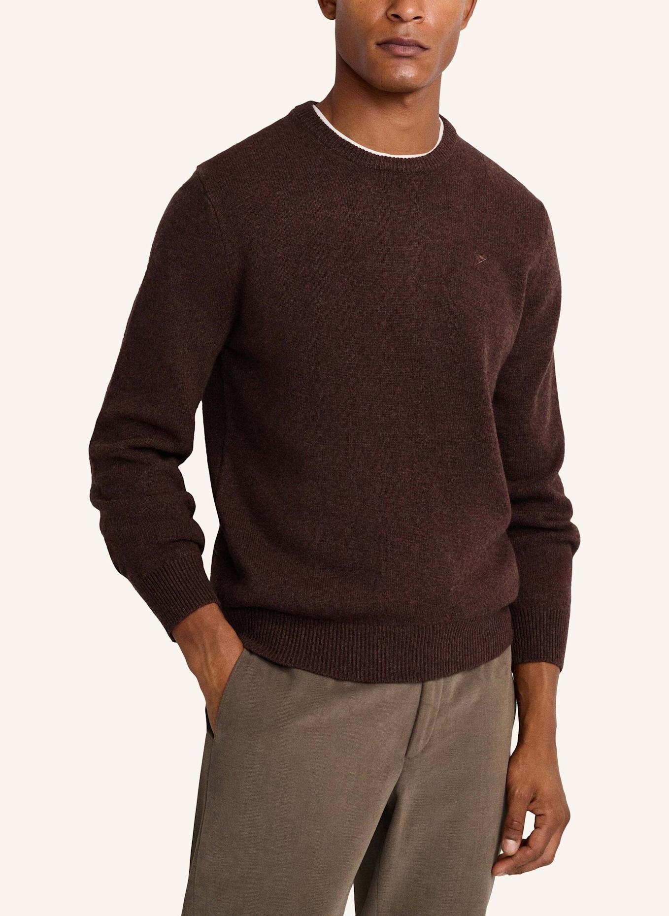 HACKETT LONDON Pullover LAMBSWOOL CREW: DUNKELBRAUN