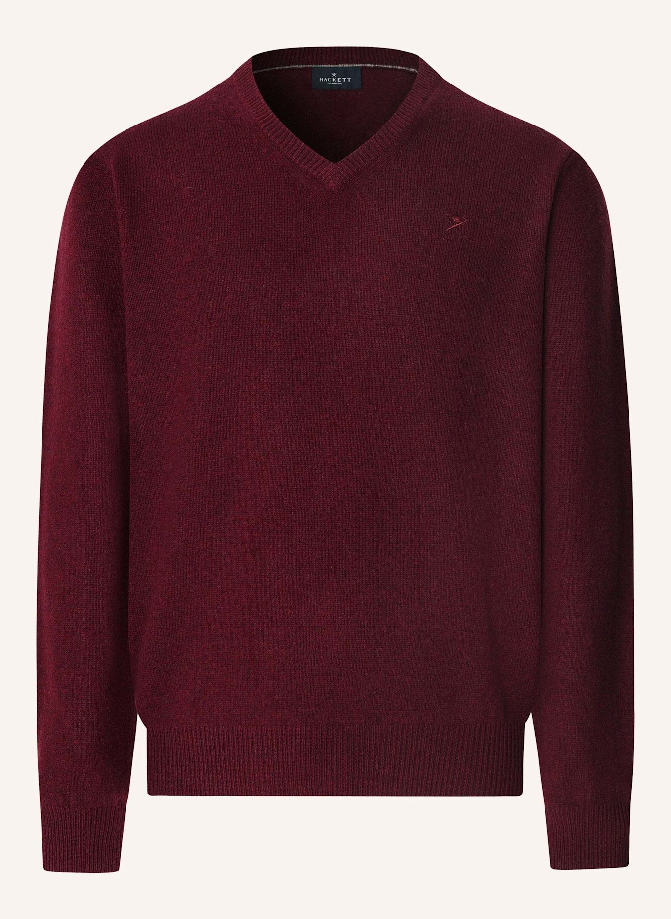 HACKETT LONDON Pullover LAMBSWOOL V NECK: DUNKELROT
