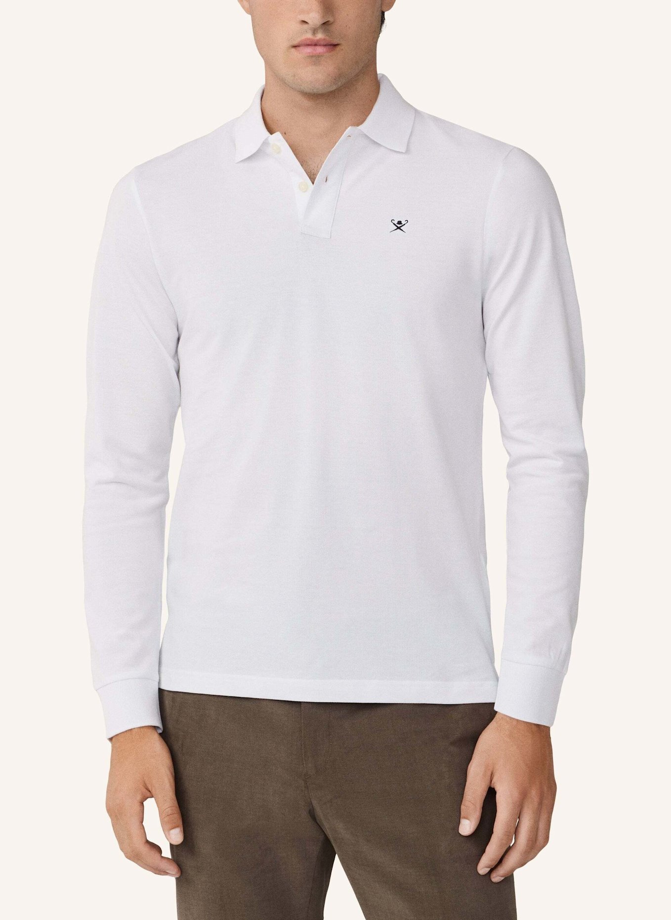 HACKETT LONDON Poloshirt SLIM FIT LOGO LS: WEISS