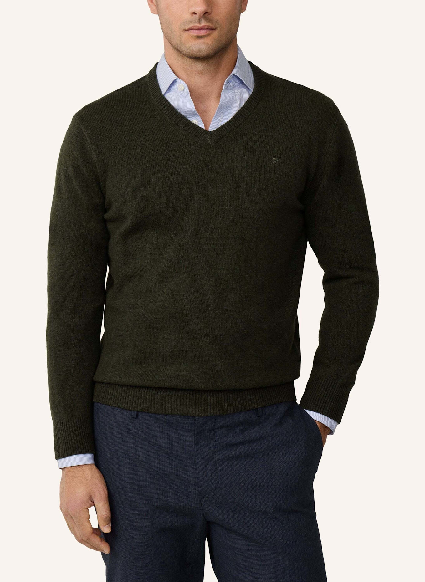 HACKETT LONDON Pullover LAMBSWOOL V NECK: GRÜN