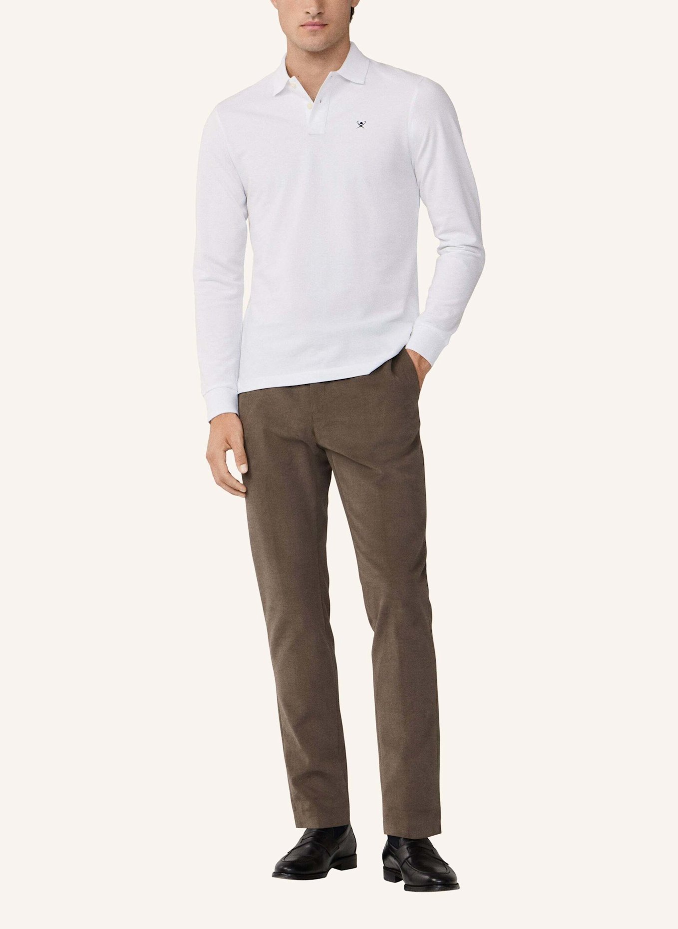 HACKETT LONDON Poloshirt SLIM FIT LOGO LS: WEISS