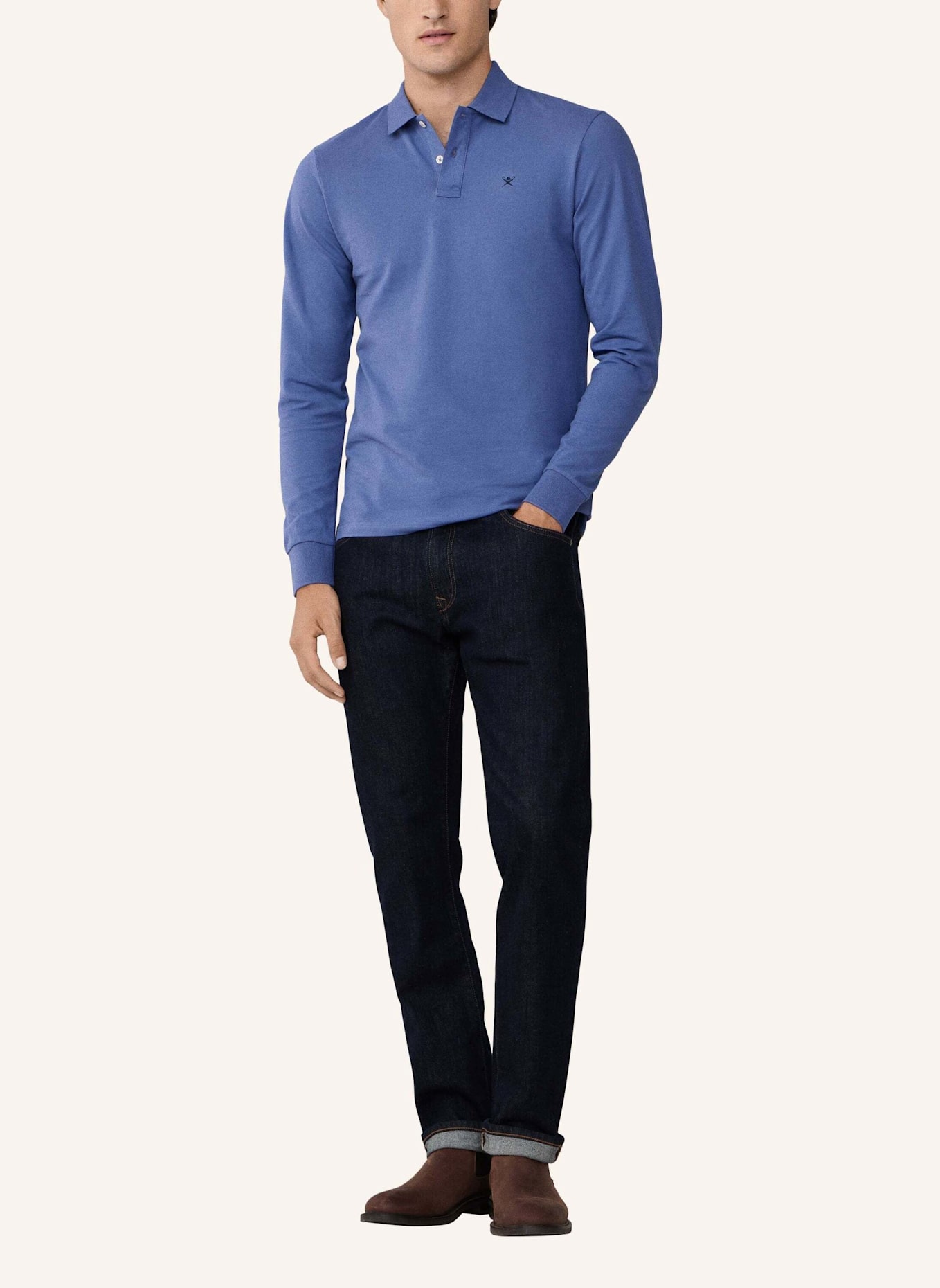 HACKETT LONDON Poloshirt SLIM FIT LOGO LS: BLAU