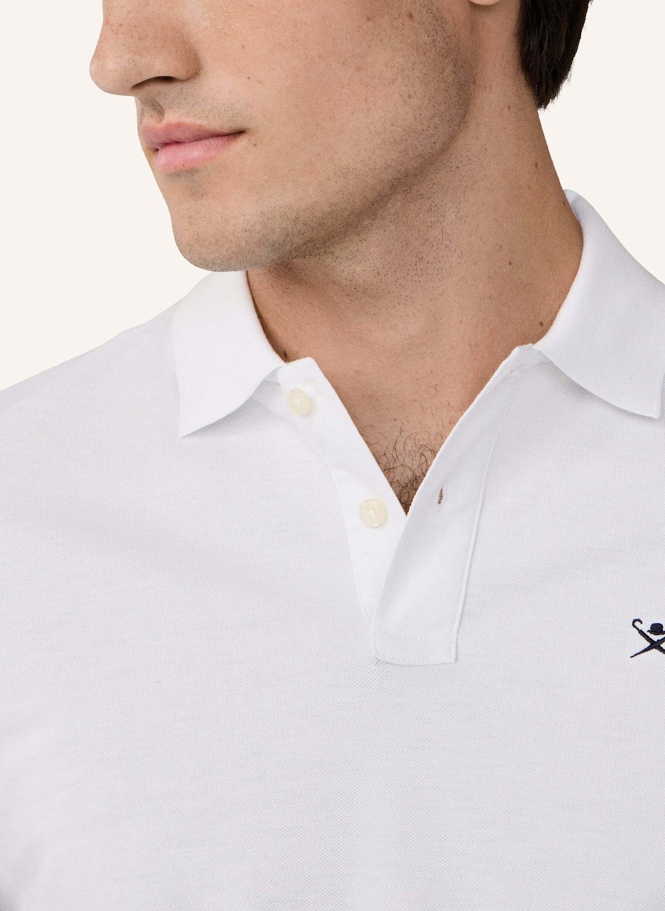 HACKETT LONDON Poloshirt SLIM FIT LOGO LS: WEISS