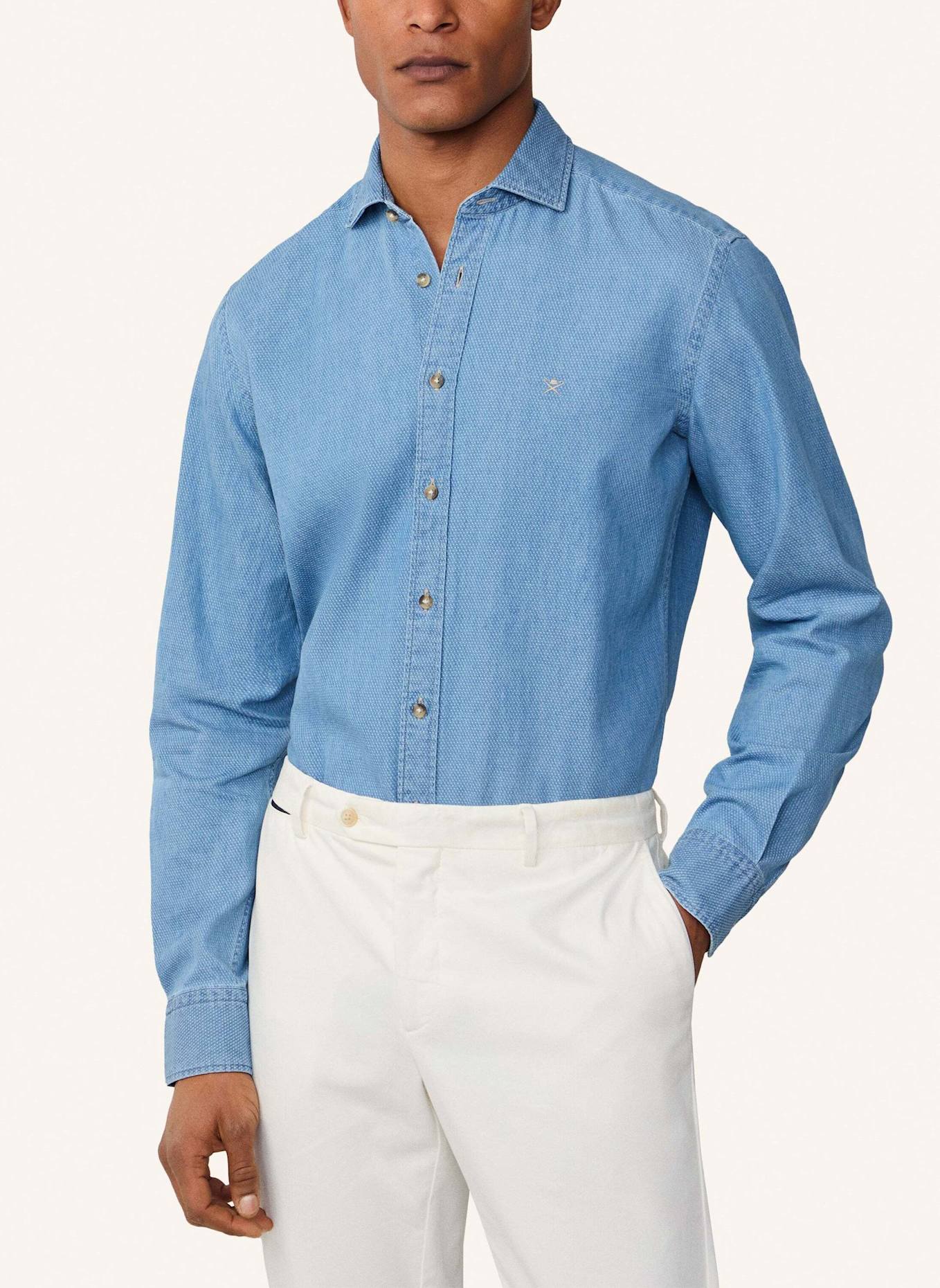 HACKETT LONDON Freizeithemd INDIGO DOBBY: HELLBLAU