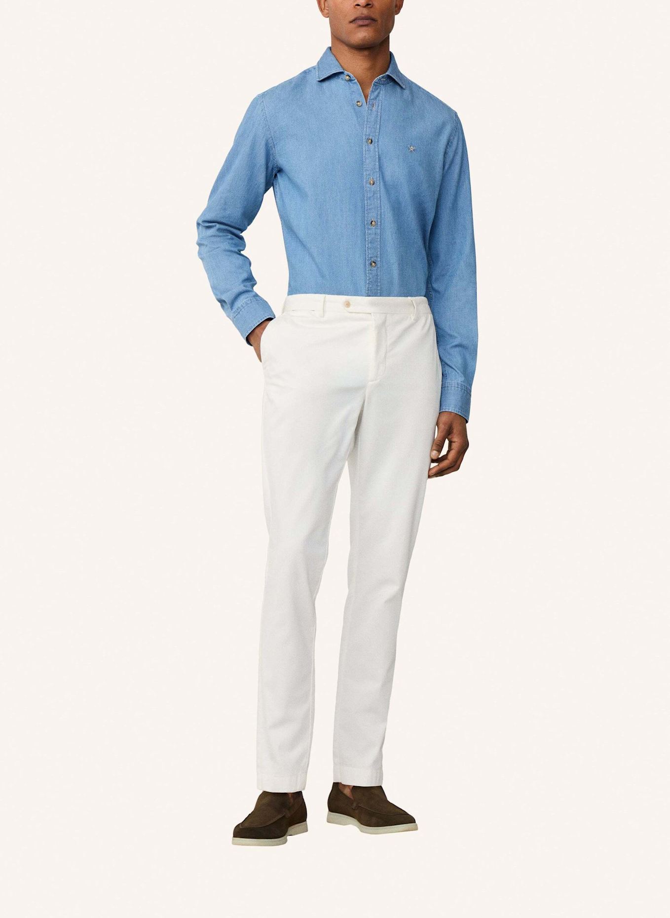 HACKETT LONDON Freizeithemd INDIGO DOBBY: HELLBLAU