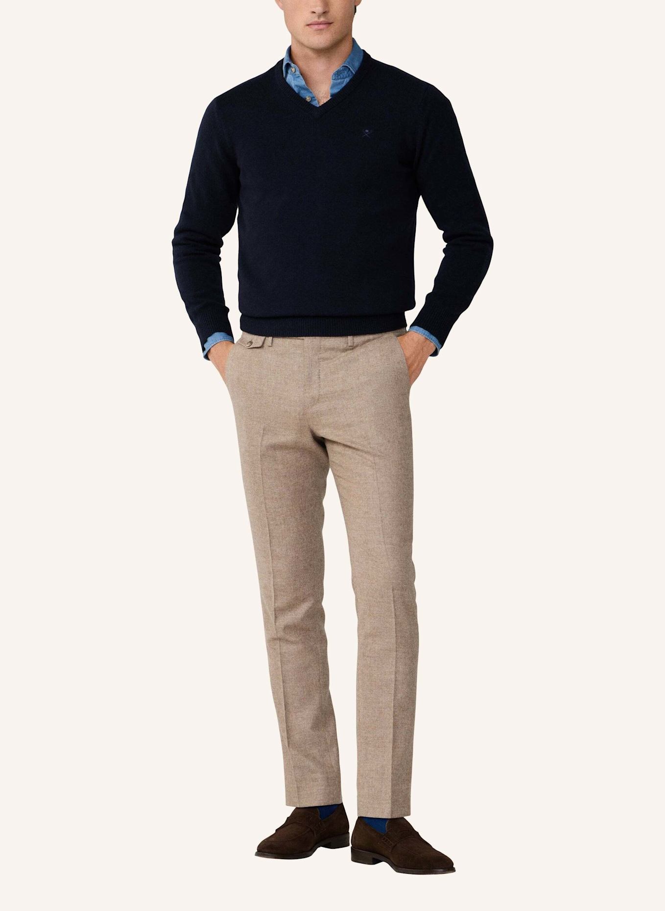 HACKETT LONDON Pullover LAMBSWOOL V NECK: BLAU