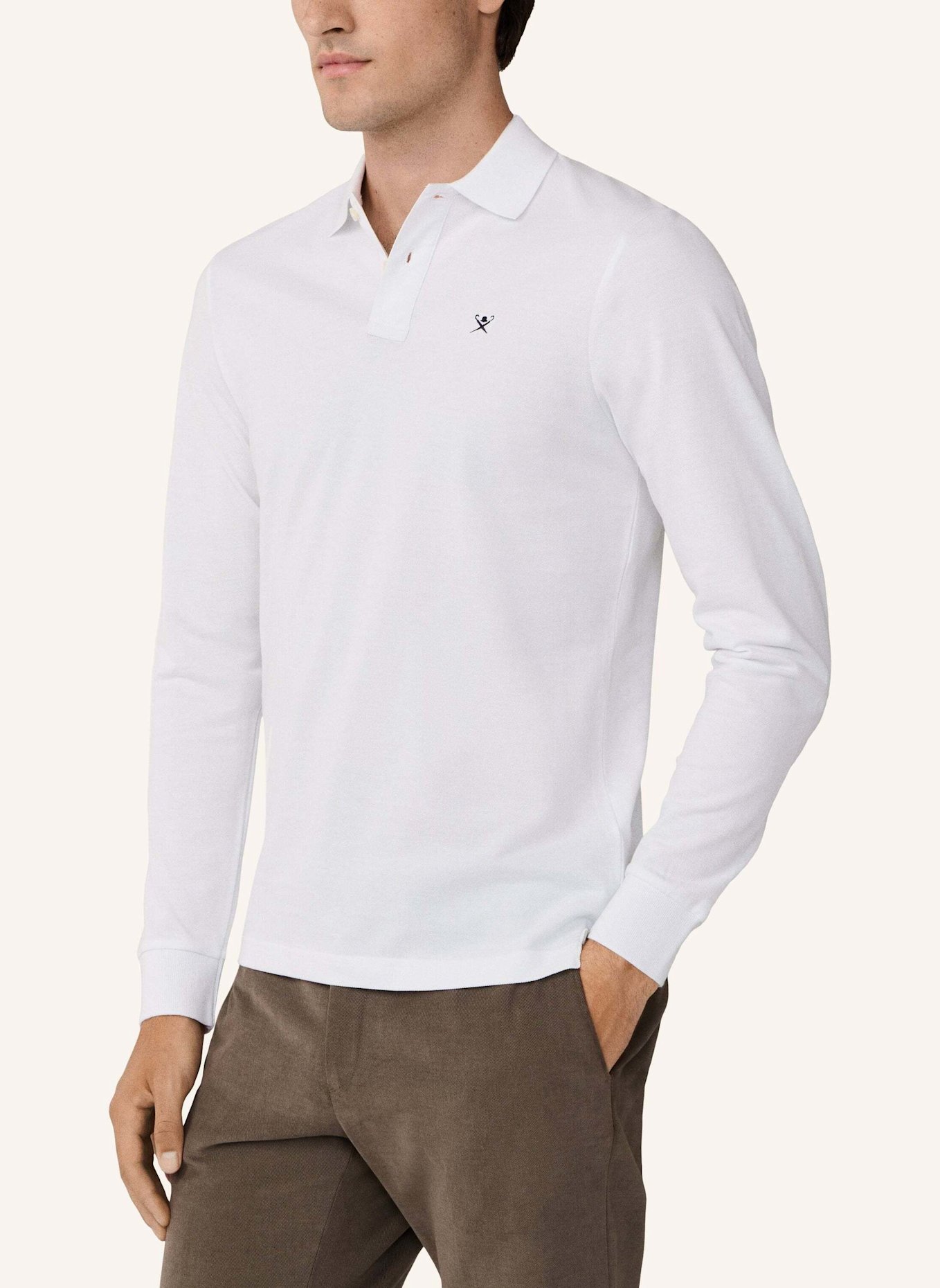 HACKETT LONDON Poloshirt SLIM FIT LOGO LS: WEISS