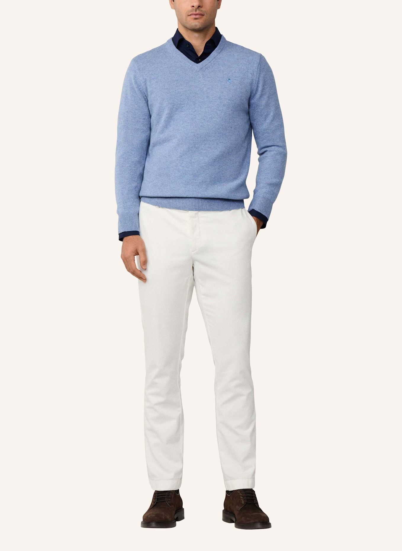 HACKETT LONDON Pullover LAMBSWOOL V NECK: BLAU