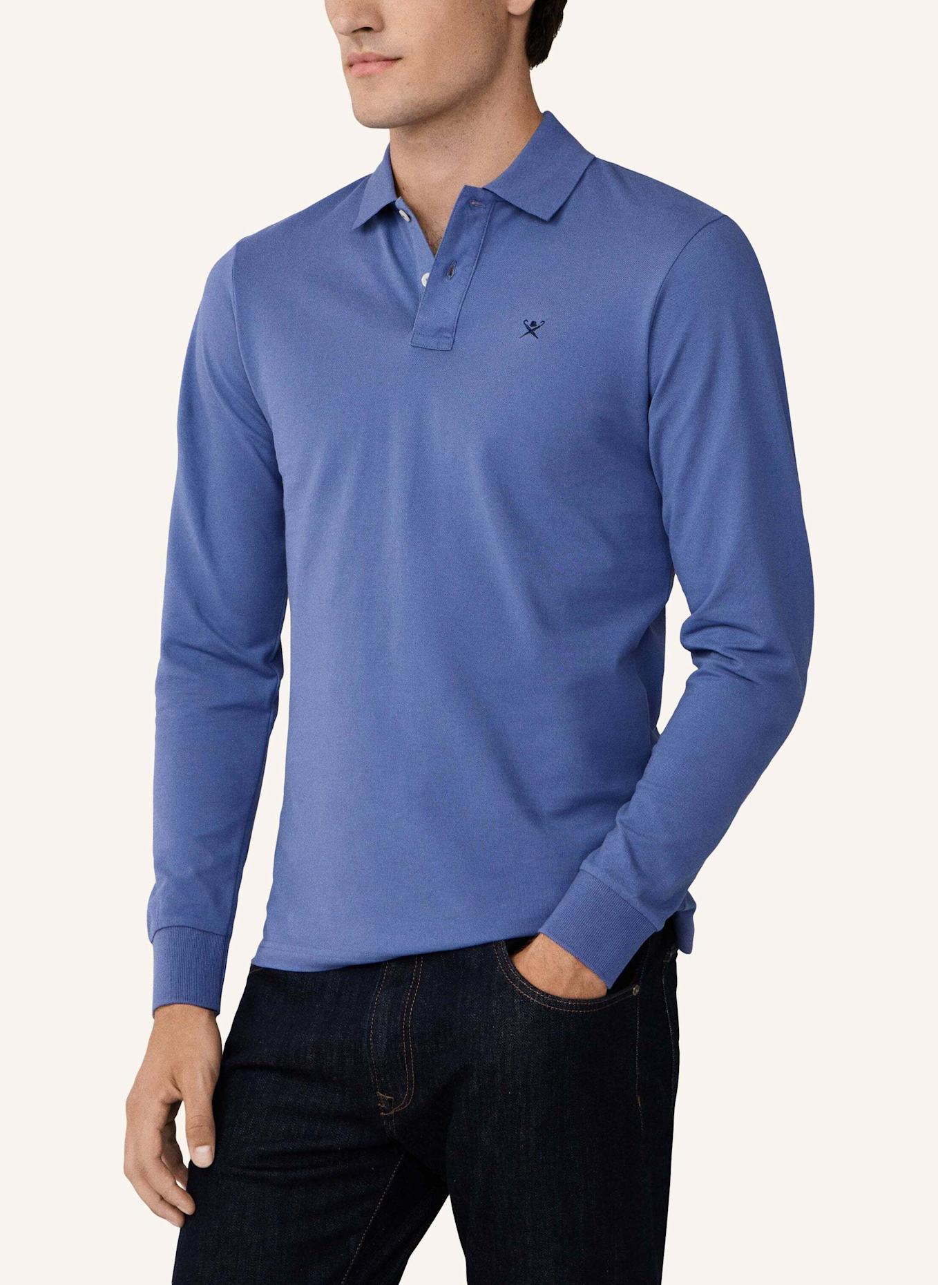 HACKETT LONDON Poloshirt SLIM FIT LOGO LS: BLAU