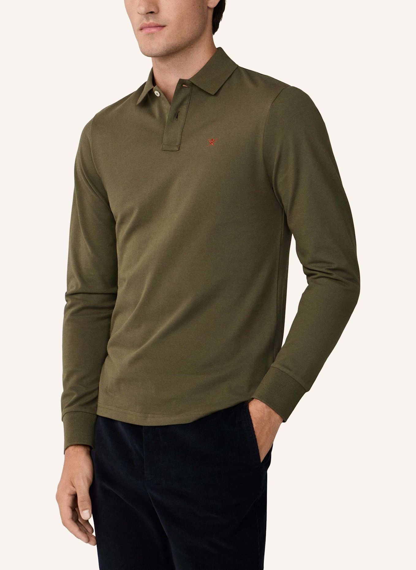 HACKETT LONDON Poloshirt SLIM FIT LOGO LS: GRÜN