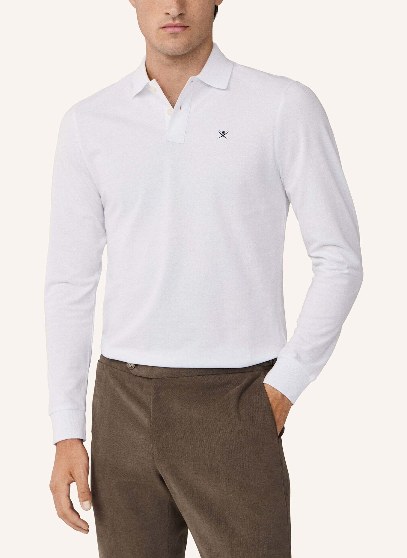 HACKETT LONDON Poloshirt SLIM FIT LOGO LS: WEISS