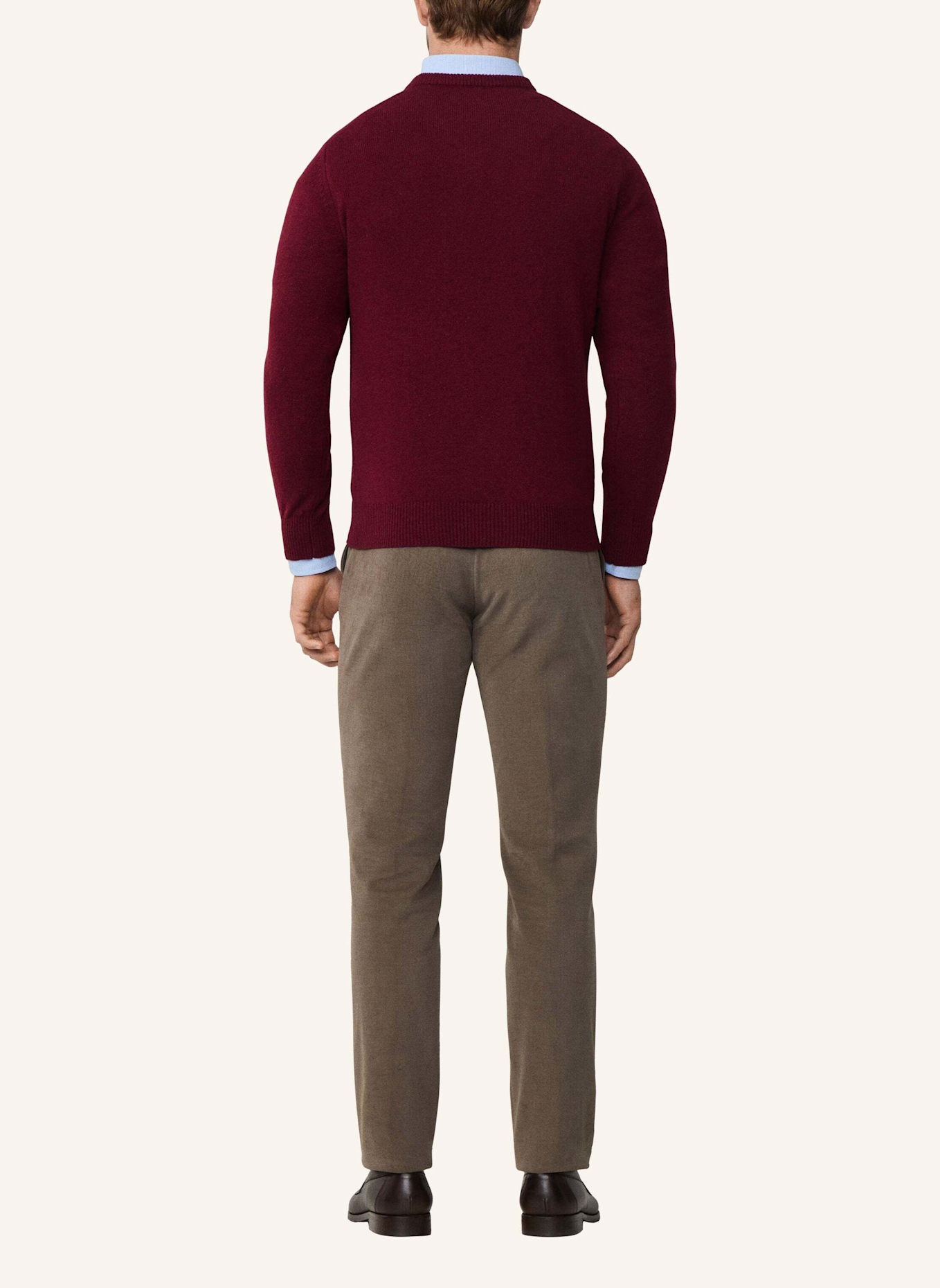 HACKETT LONDON Pullover LAMBSWOOL V NECK: DUNKELROT