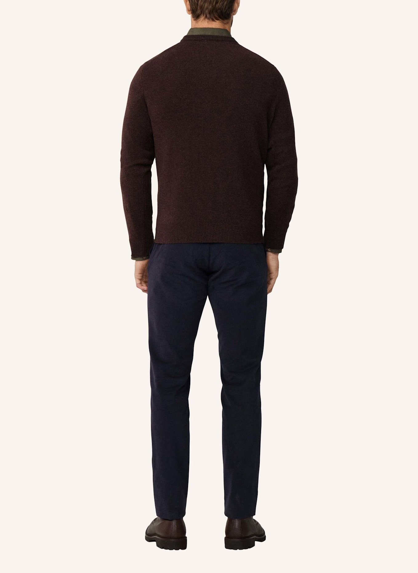 HACKETT LONDON Pullover LAMBSWOOL V NECK: DUNKELBRAUN