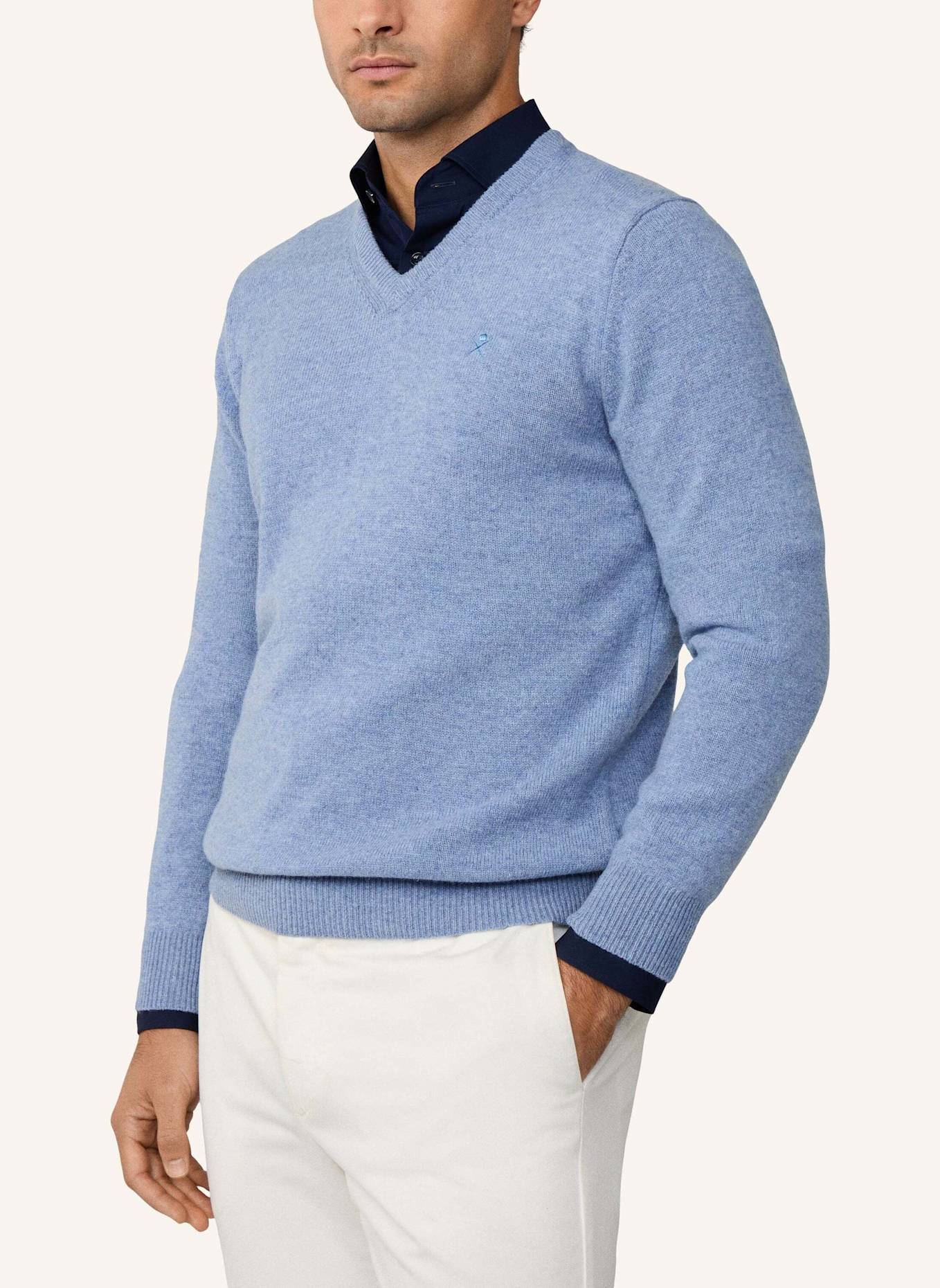 HACKETT LONDON Pullover LAMBSWOOL V NECK: BLAU