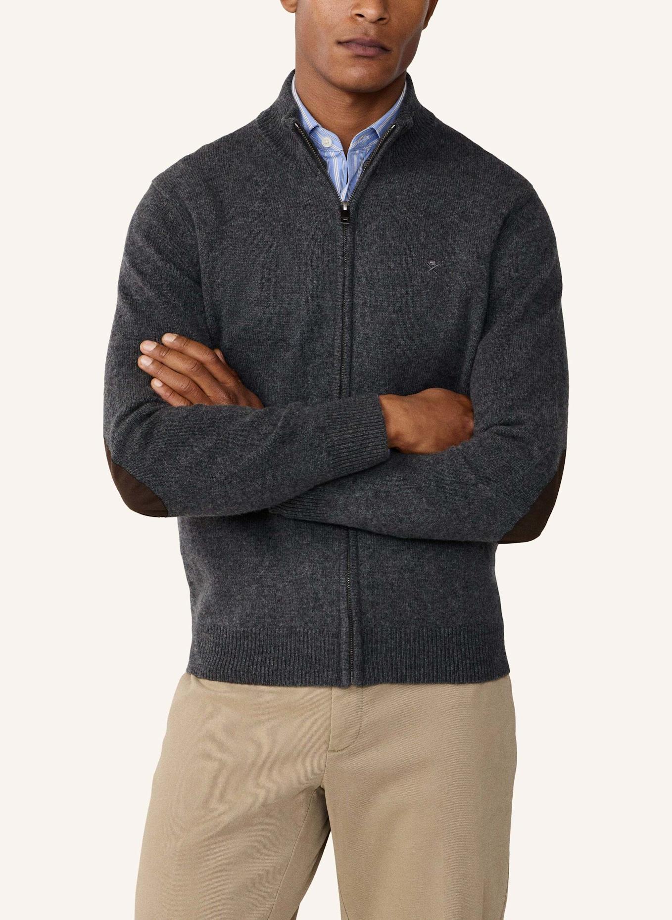 HACKETT LONDON Strickjacken Cardigan LAMBSWOOL FZIP: DUNKELGRAU