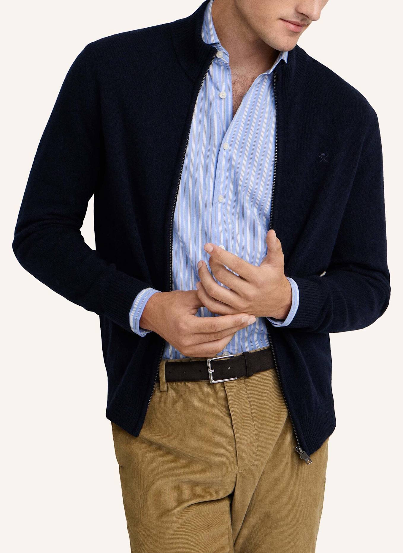 HACKETT LONDON Strickjacken Cardigan LAMBSWOOL FZIP: BLAU