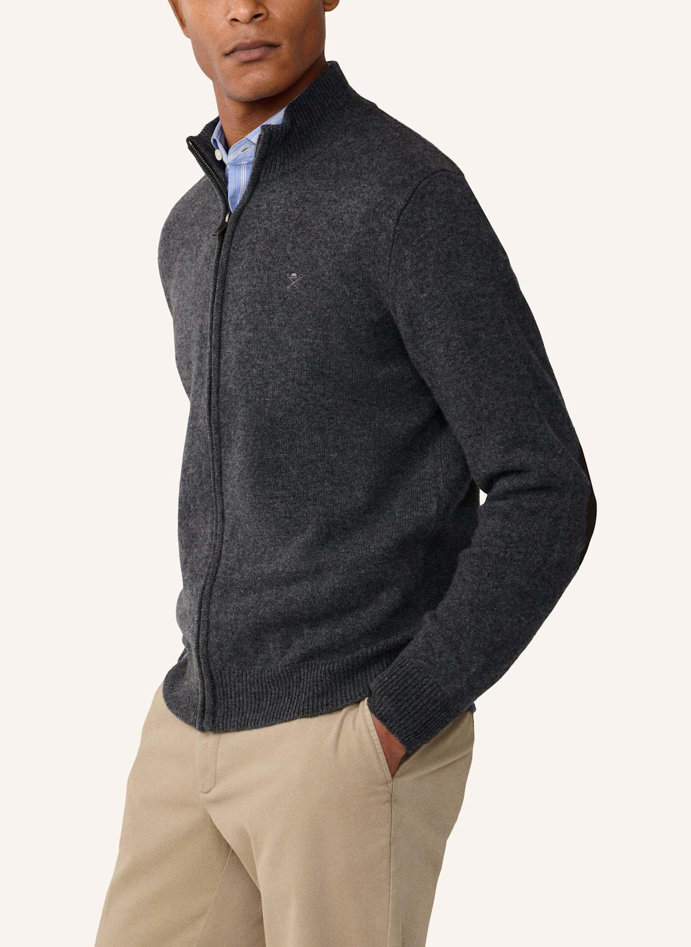 HACKETT LONDON Strickjacken Cardigan LAMBSWOOL FZIP: DUNKELGRAU