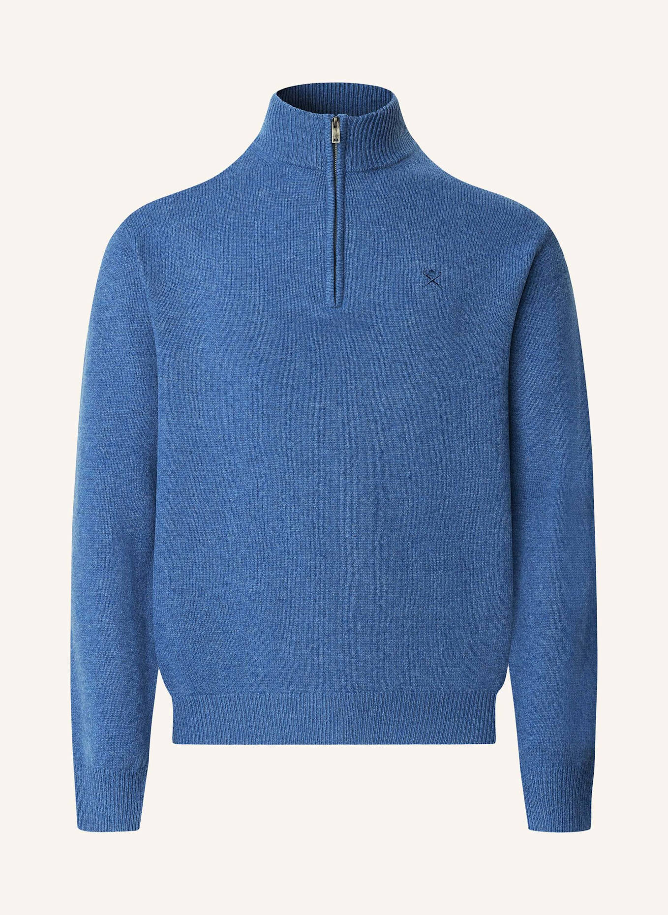 HACKETT LONDON Pullover LAMBSWOOL HZIP: DUNKELBLAU