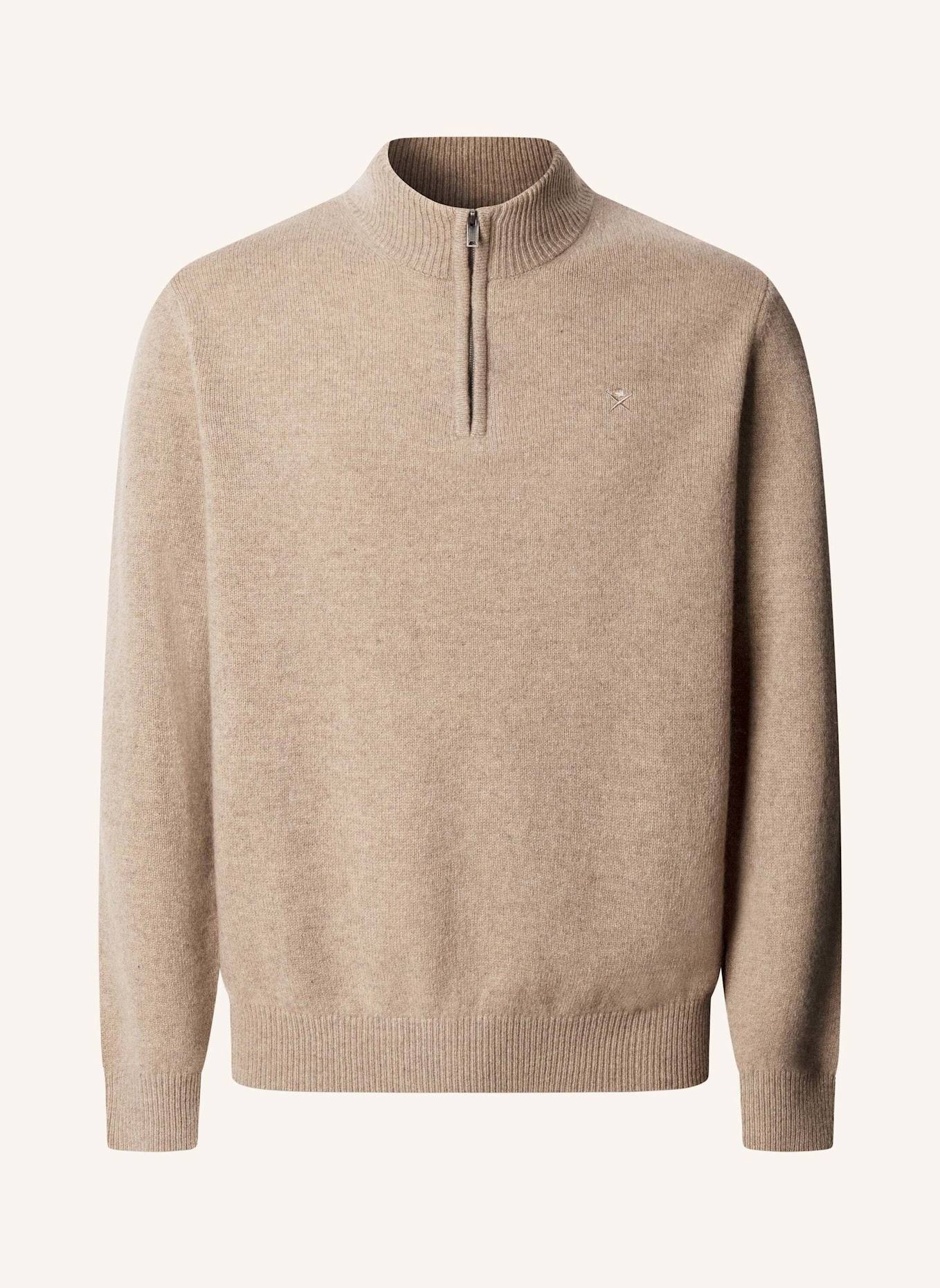 HACKETT LONDON Pullover LAMBSWOOL HZIP: BEIGE