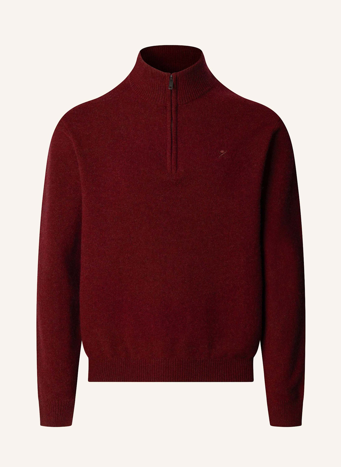 HACKETT LONDON Pullover LAMBSWOOL HZIP: DUNKELROT