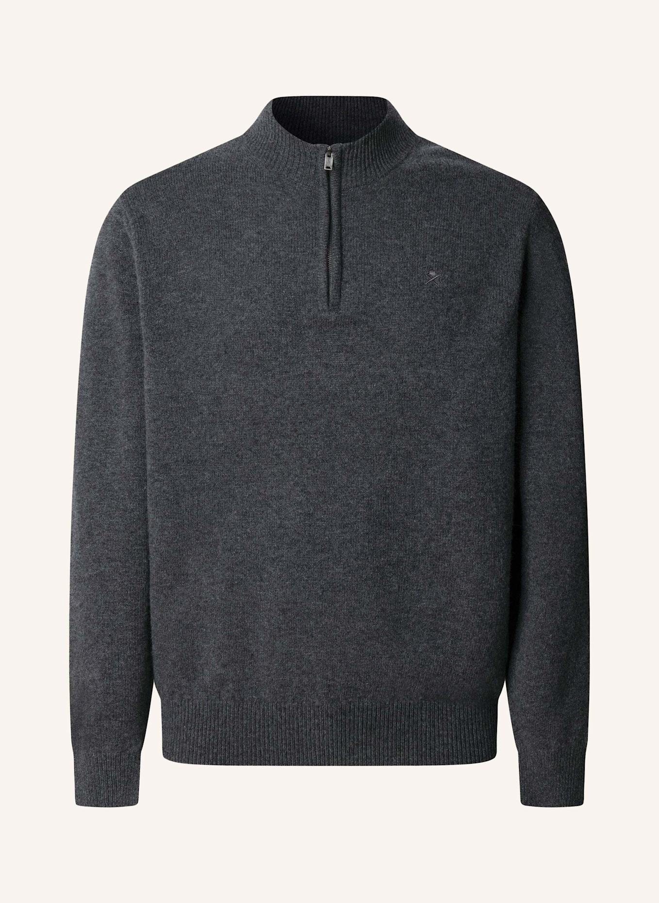 HACKETT LONDON Pullover LAMBSWOOL HZIP: DUNKELGRAU