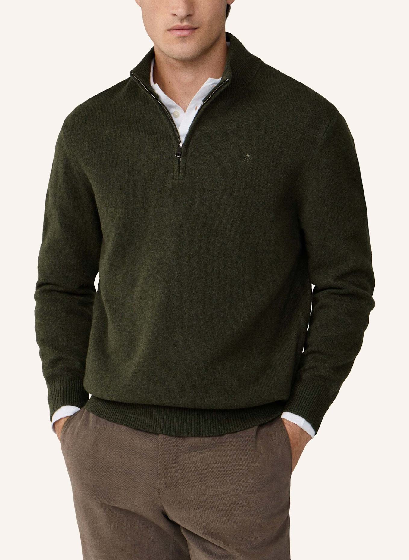 HACKETT LONDON Pullover LAMBSWOOL HZIP: GRÜN