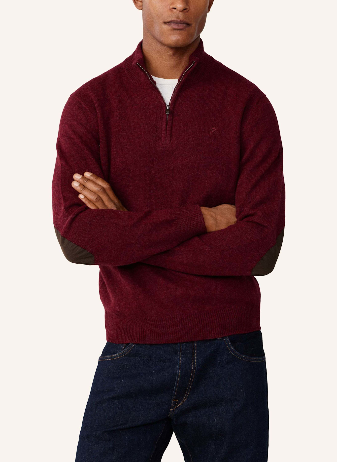 HACKETT LONDON Pullover LAMBSWOOL HZIP: DUNKELROT