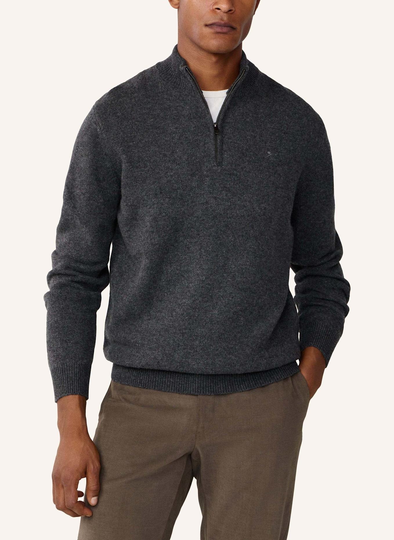 HACKETT LONDON Pullover LAMBSWOOL HZIP: DUNKELGRAU
