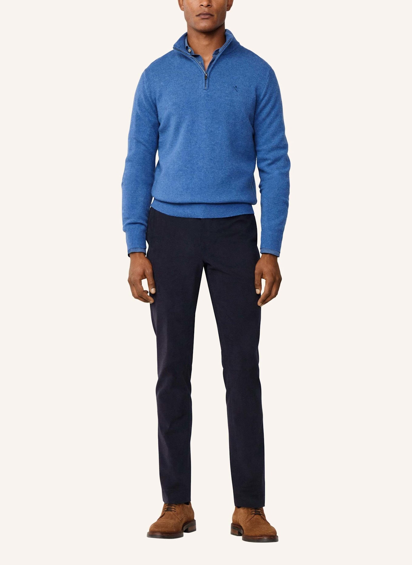 HACKETT LONDON Pullover LAMBSWOOL HZIP: DUNKELBLAU