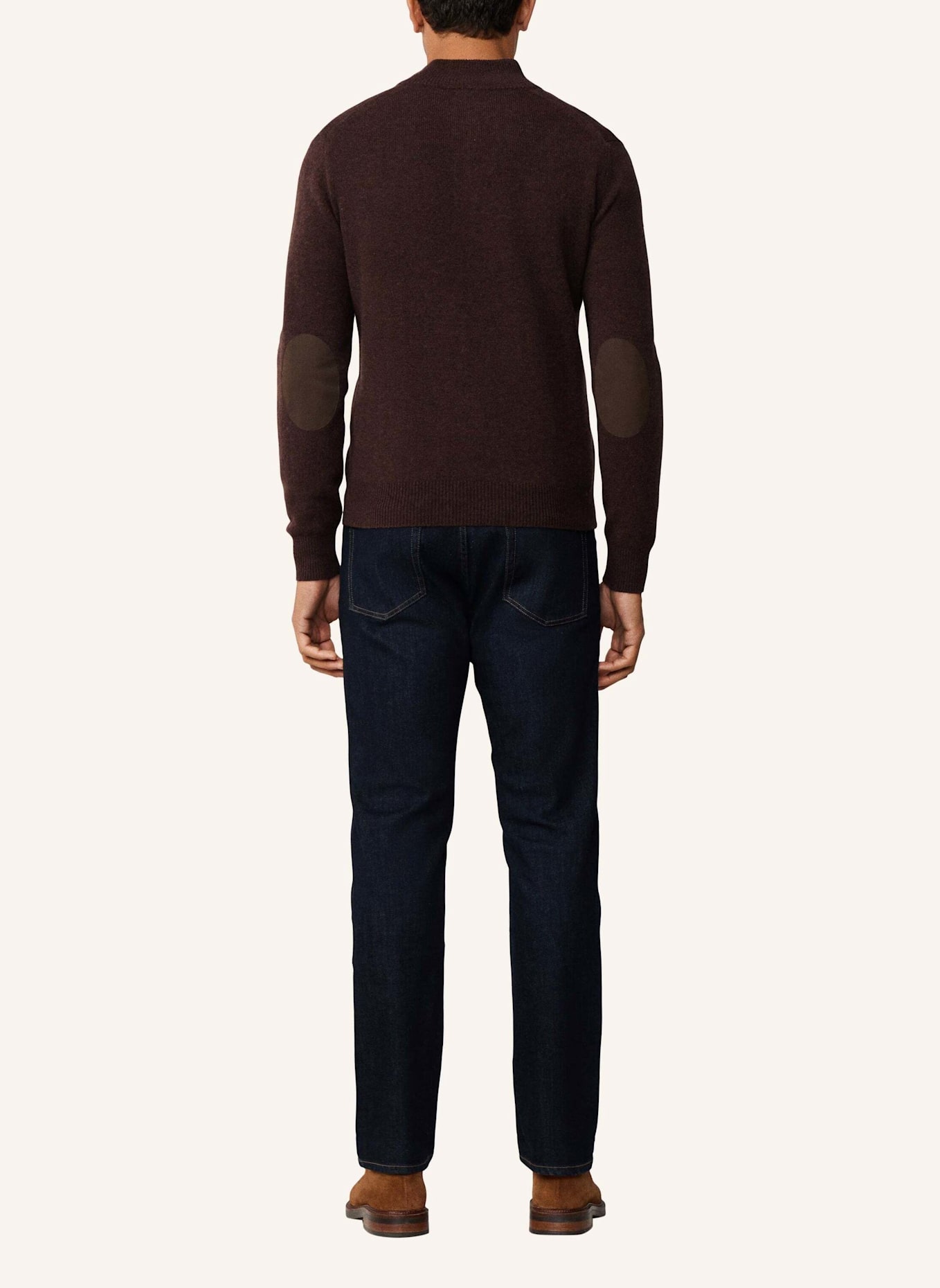HACKETT LONDON Pullover LAMBSWOOL HZIP: DUNKELBRAUN